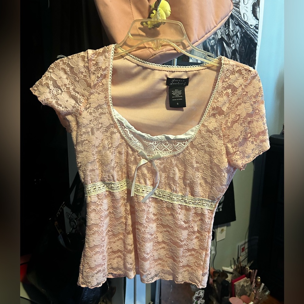 Pink Lacey coquette top